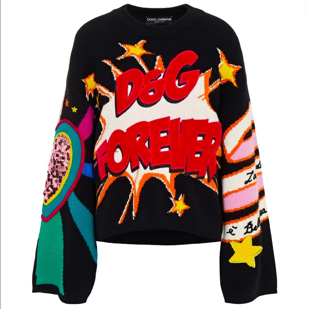 💥DOLCE & GABBANA💥
Embellished intarsia cashmere-blend sweater